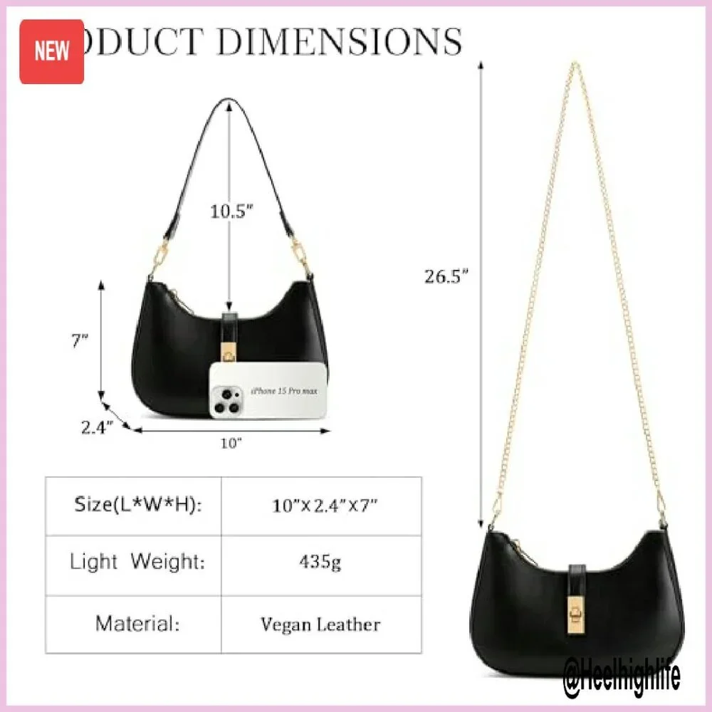 Vegan Leather Shoulder Bag with Detachable Strap, 10x7 Inches, Multi-Functional - Picture 8 of 8
